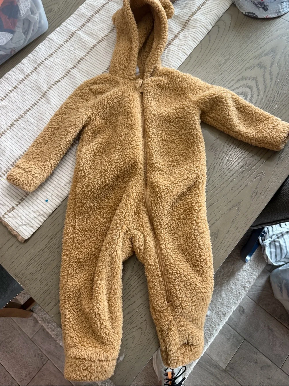 Old Navy Camel Teddy Sherpa Hooded One-Piece